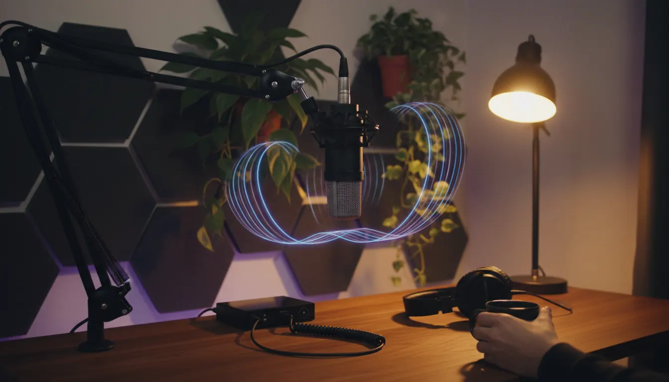 Podcast microphone setup for AI voiceovers with Echo AI Voice Generator